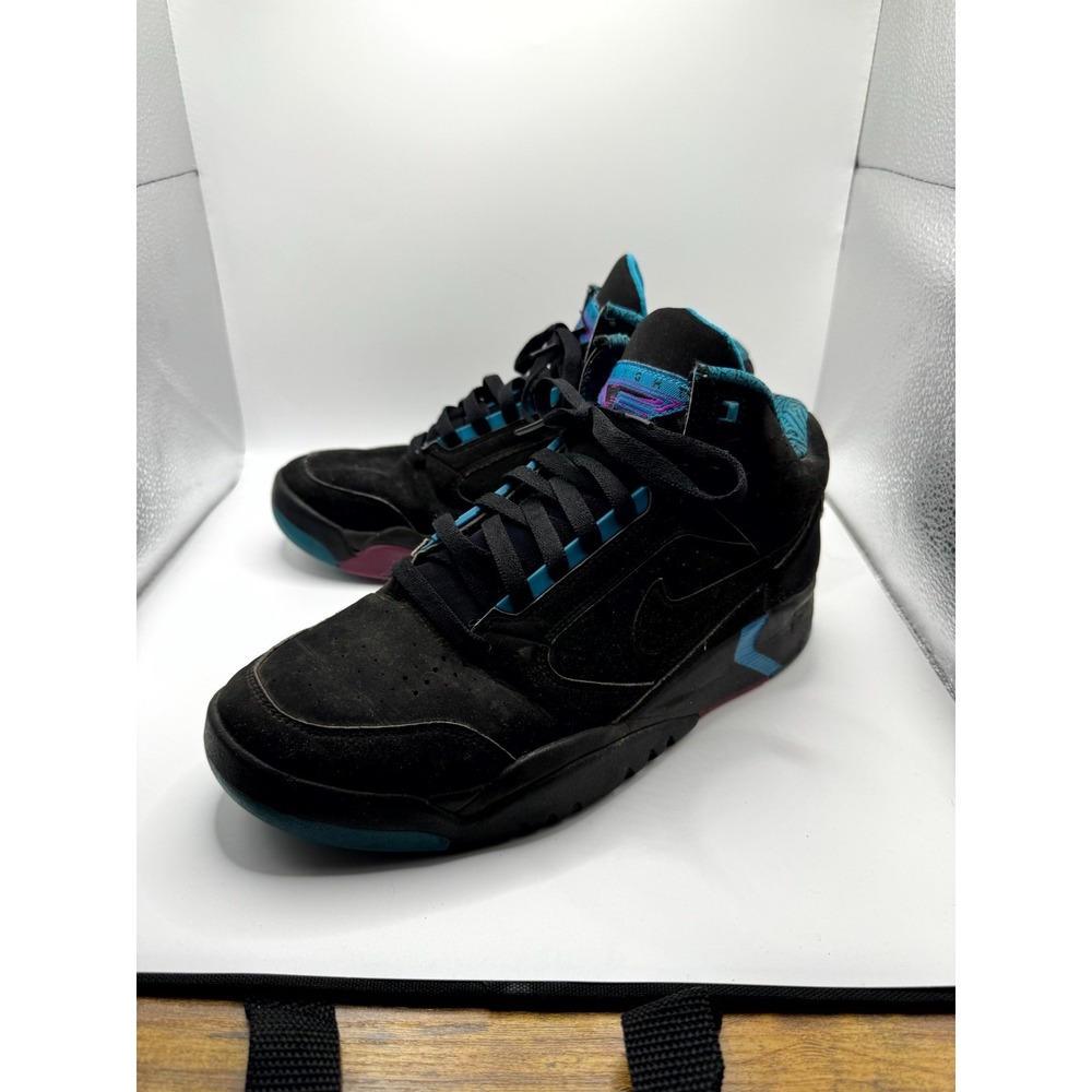 Nike Air Flight Lite Mid DQ7687-002 Mens 9 Sneaker Black Teal Suede Basketball